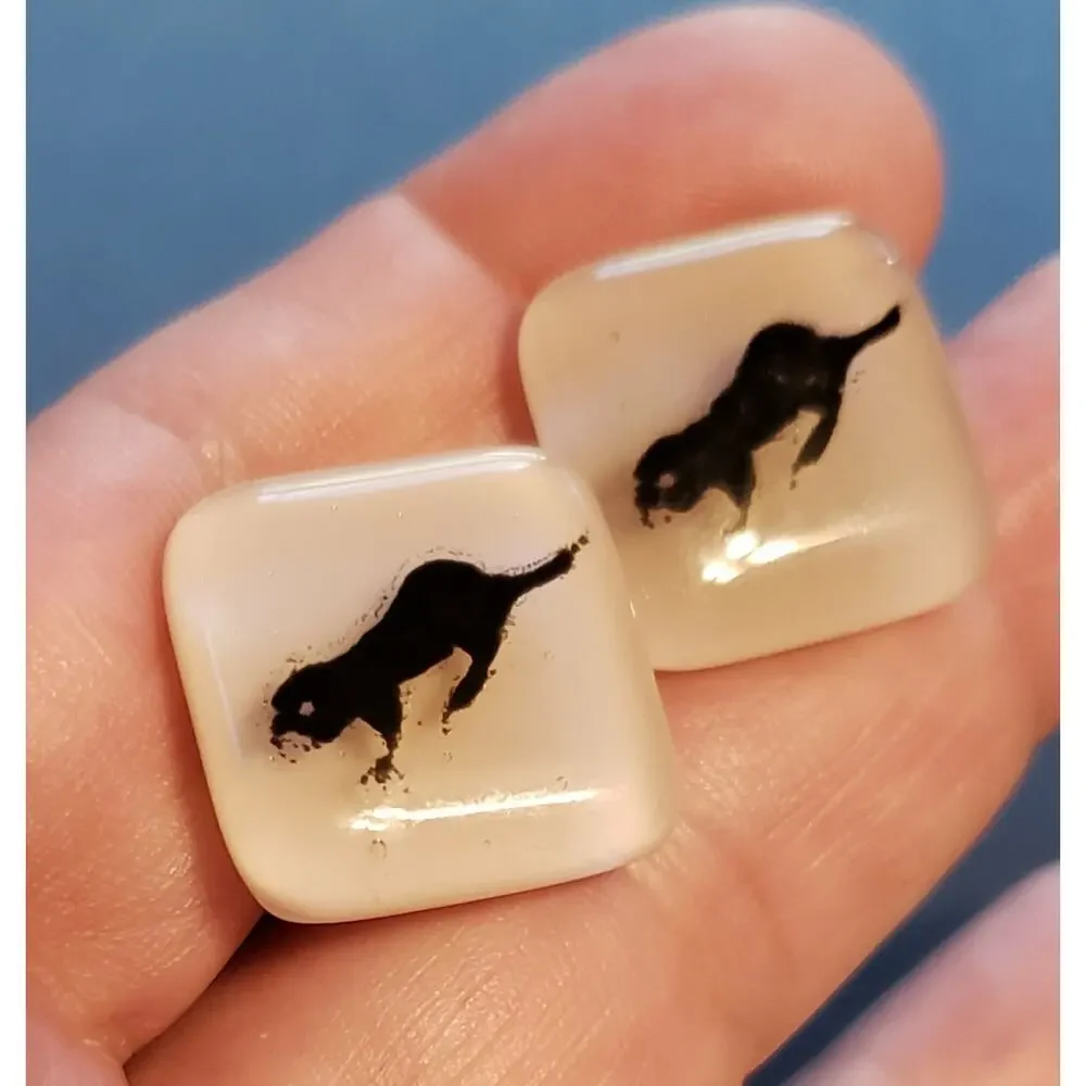 Pink Lucite Badger‎ 1960s Vintage Cuffllinks / Cuff Links- Mid-century cl-